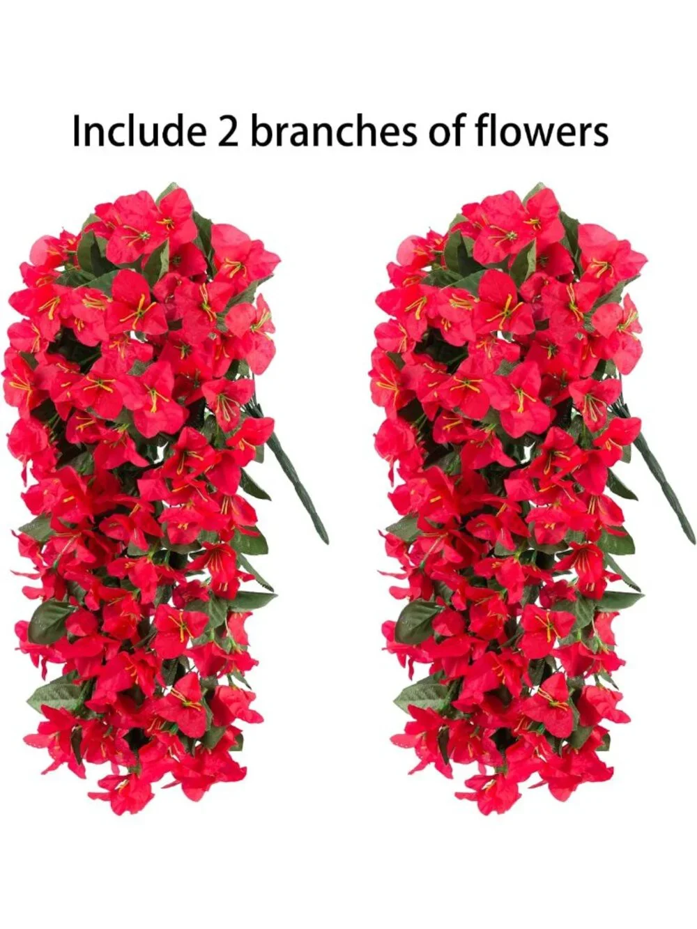 Artificial Red Geranium Flowers Silk Bush Set - Lot of 6 (12 Pcs Total)